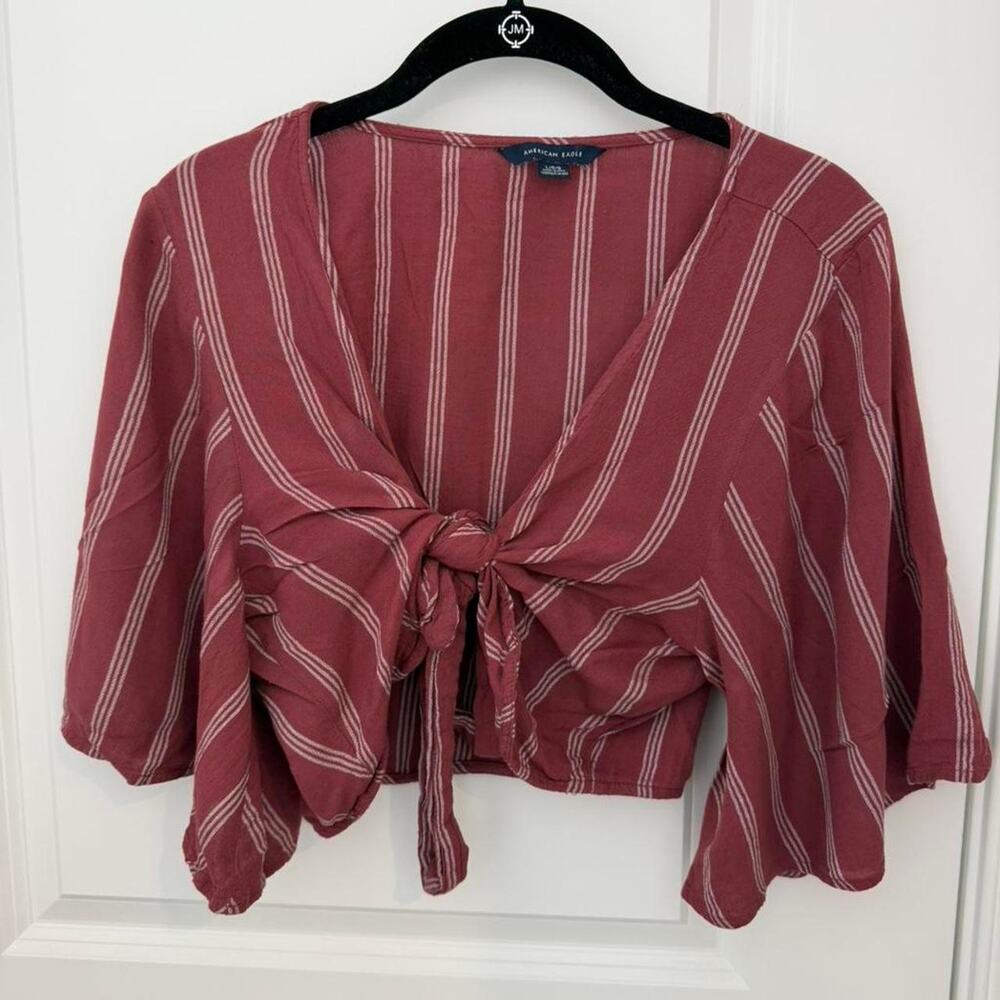 American eagle striped tie front crop